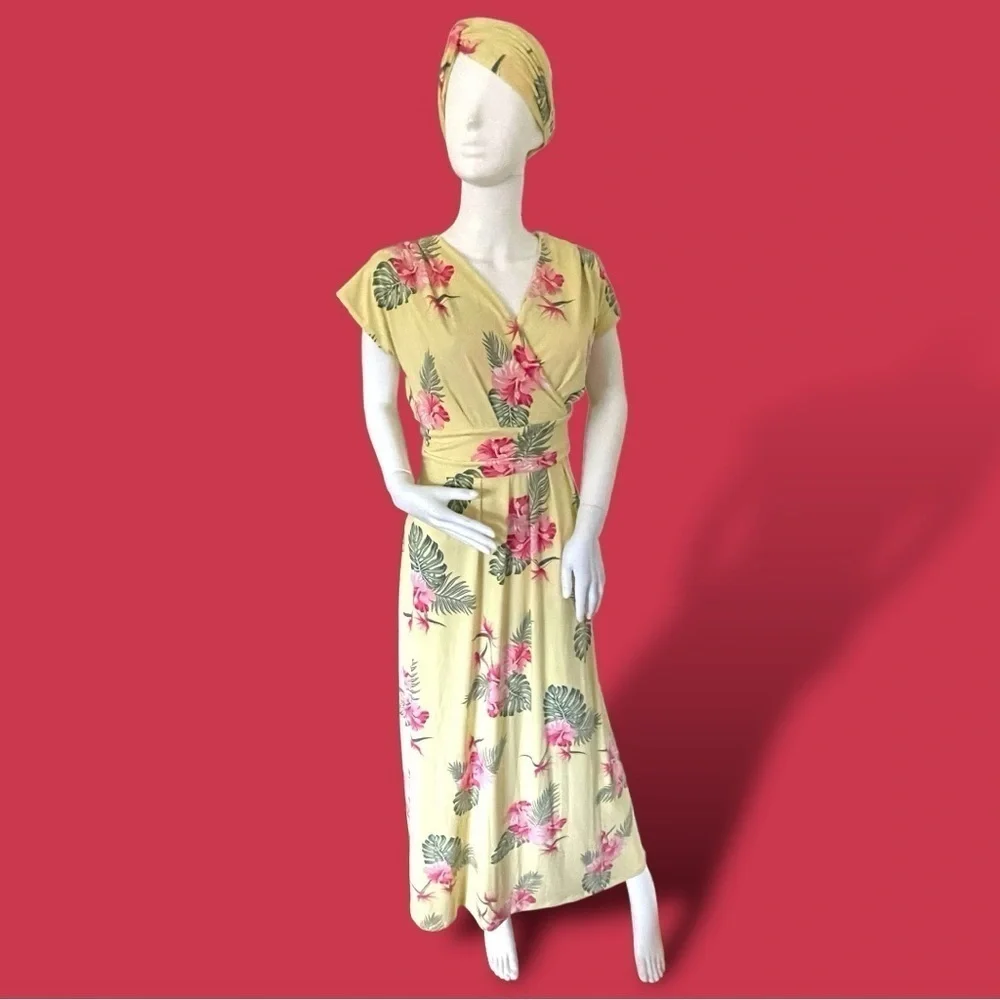 IMAN Boho Chic Tropical Floral Maxi Dress Size Large
